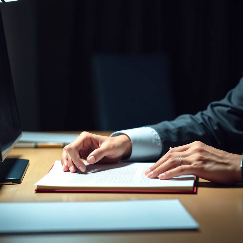 Een persoon die aan een bureau zit en een sollicitatiebrief typt.